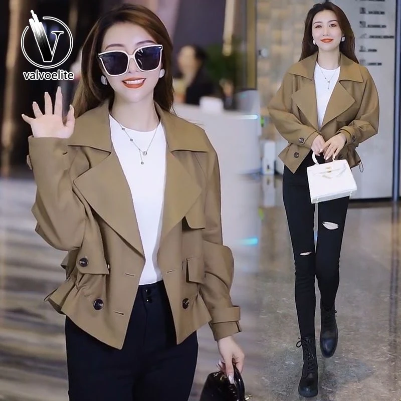 VALVOELITE爆款短款小外套女春高级感炸街风衣外套洋气质西装大衣