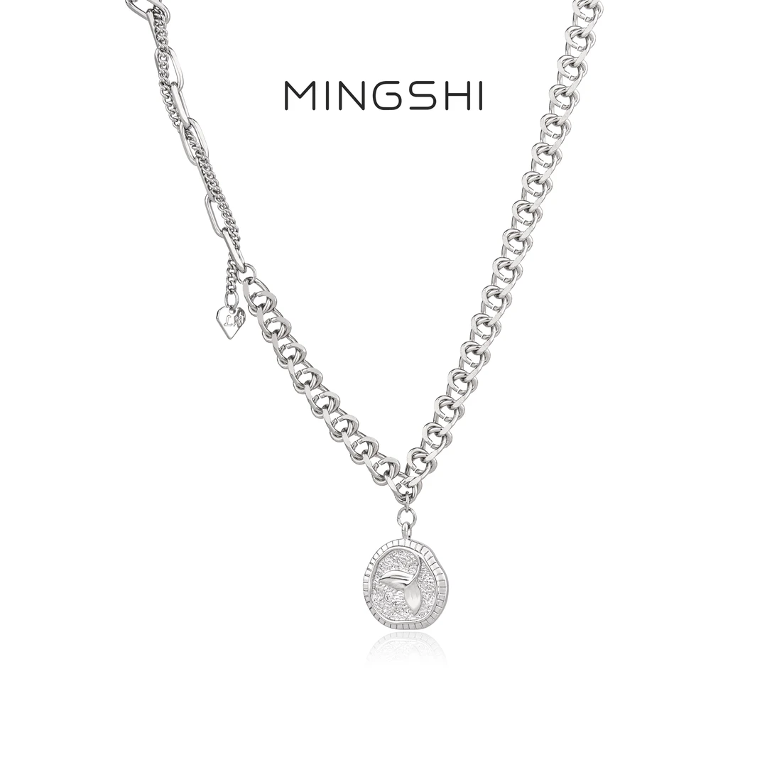 名式 铜合金项链 潮酷时尚百搭个性小众冷淡风鱼尾情侣项链DR016