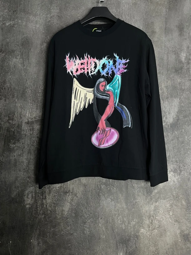 全新未使用 WE11 DONE M码*1/天使印花套头衫卫衣/01851