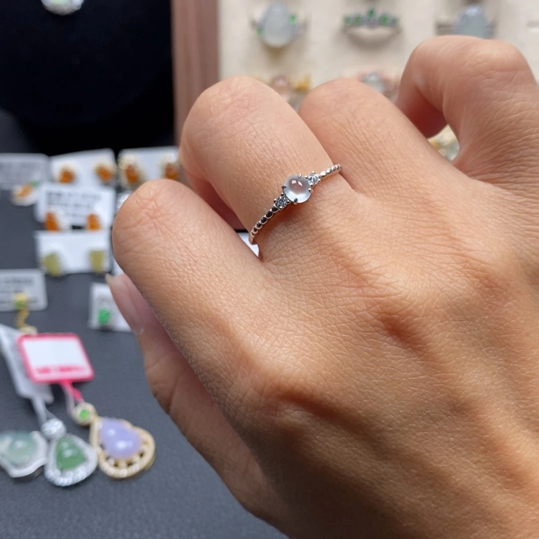 ****儿翡翠银S925镶嵌戒指