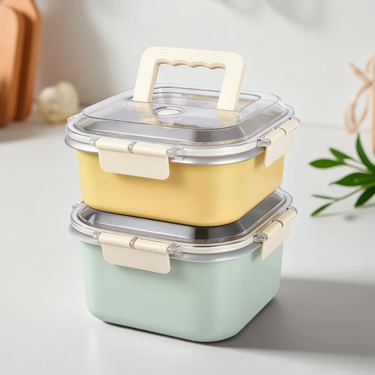 【ESPOO】高颜值不锈钢保鲜盒炫彩密封大容量防漏收纳盒长效锁鲜