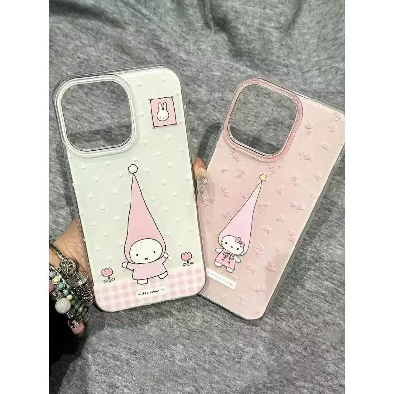 碎花尖帽kitty适用iPhone17/16手机壳苹果华为vivo小米oppo保护套