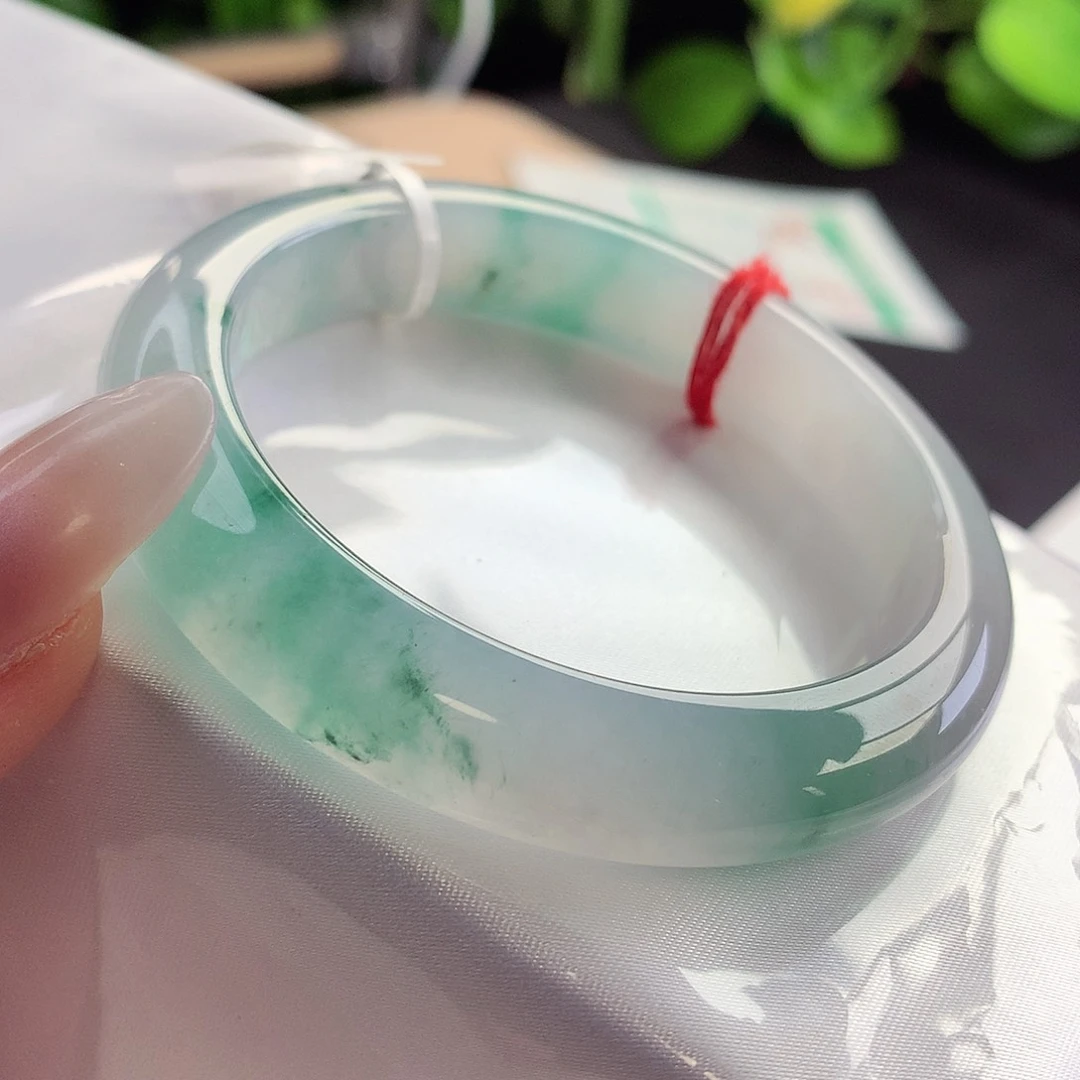 未镶嵌手镯翡翠天然A货翡翠56-57冰透幽灵花活灵活现17号