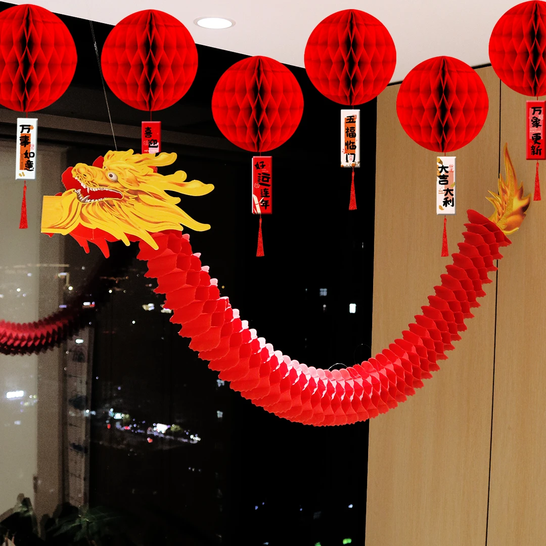 新年元宵装饰中国龙挂饰diy舞龙吊饰幼儿园店铺门头橱窗美陈布置
