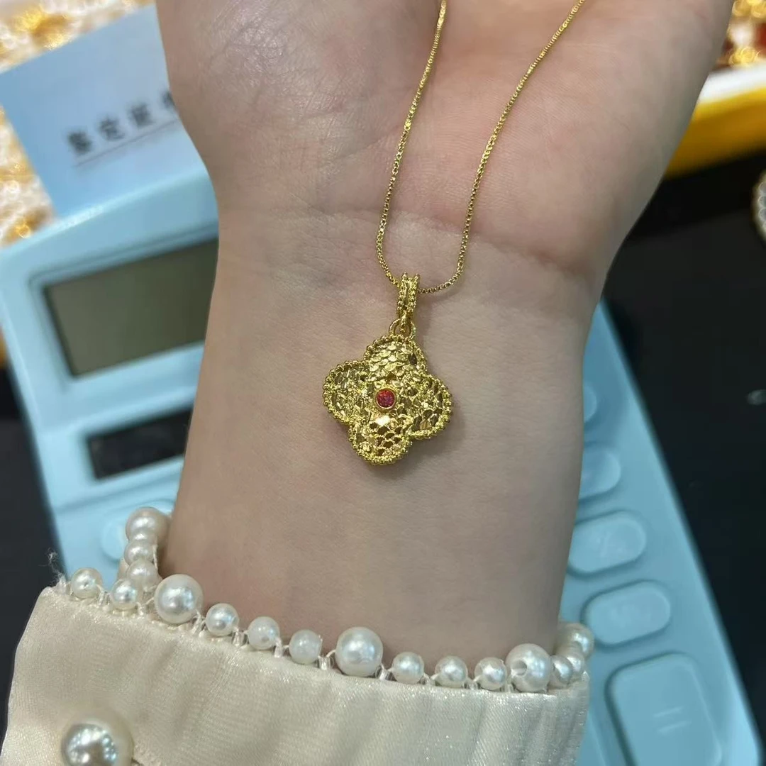 【SY】百搭时尚四叶草黄足 金999吊坠HJ053（赠链）