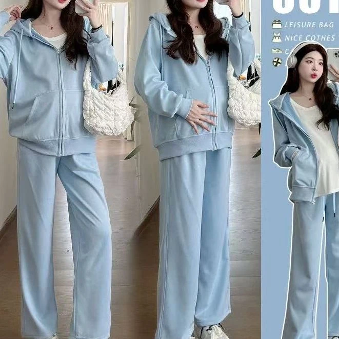 （大嘴）慵懒风宽松男友风纯色春季休闲套装外套+裤子698