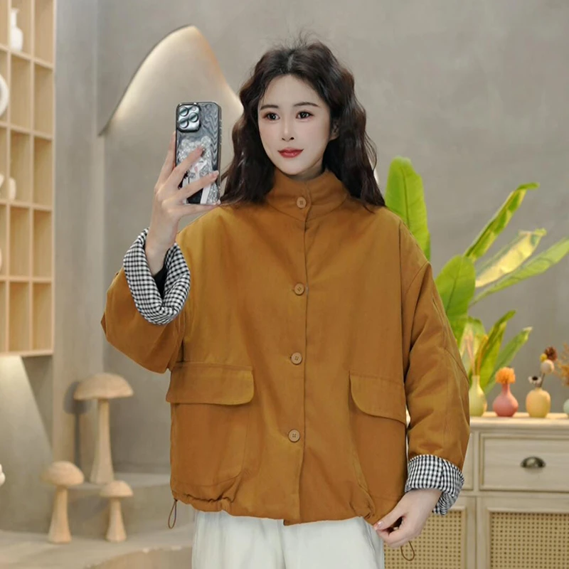 3806 秋冬新款两面穿立领休闲棉衣外套宽松时尚百搭女士棉服上衣