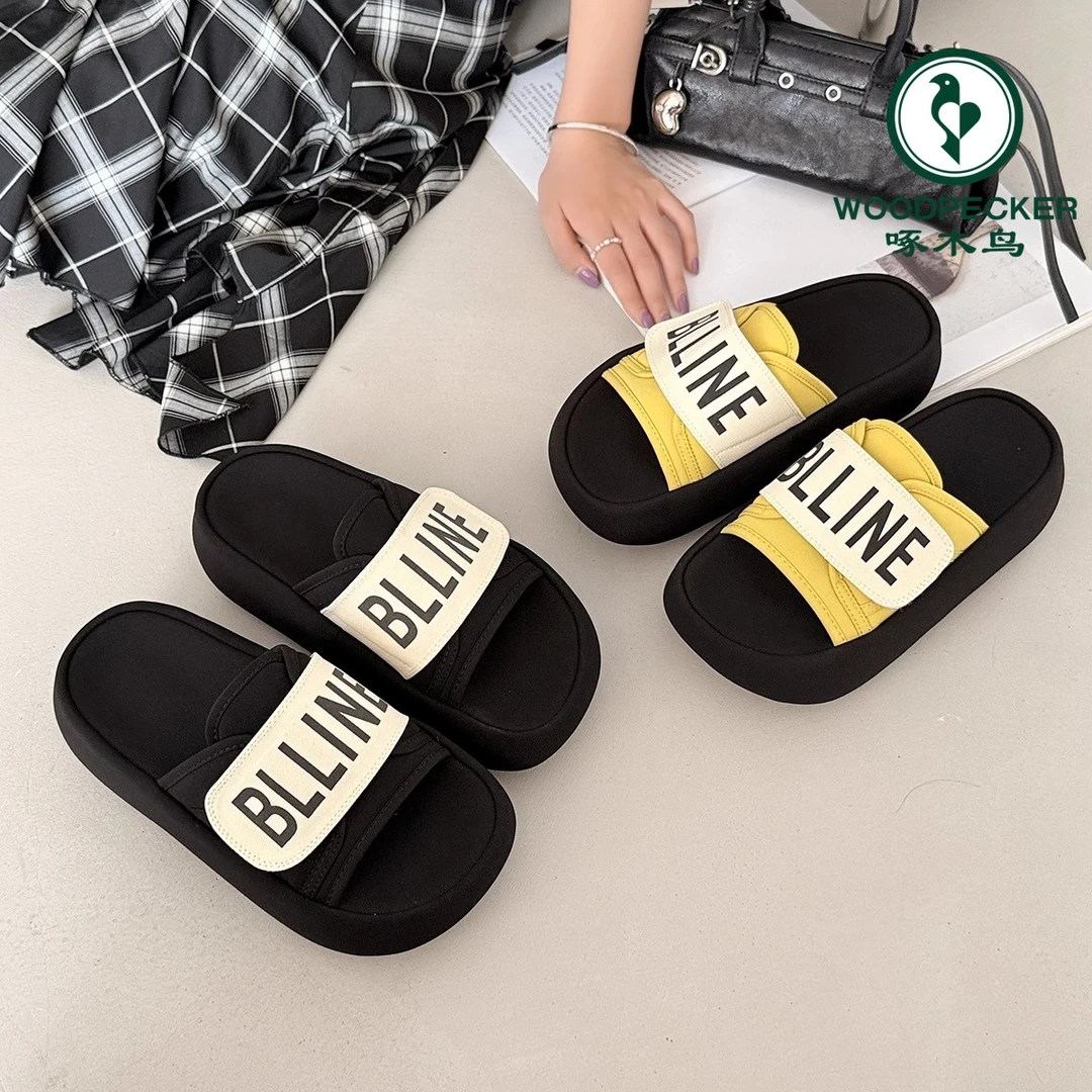 啄木鸟超火厚底增高凉拖鞋女夏外穿2025新款百搭配裙子外出一字拖