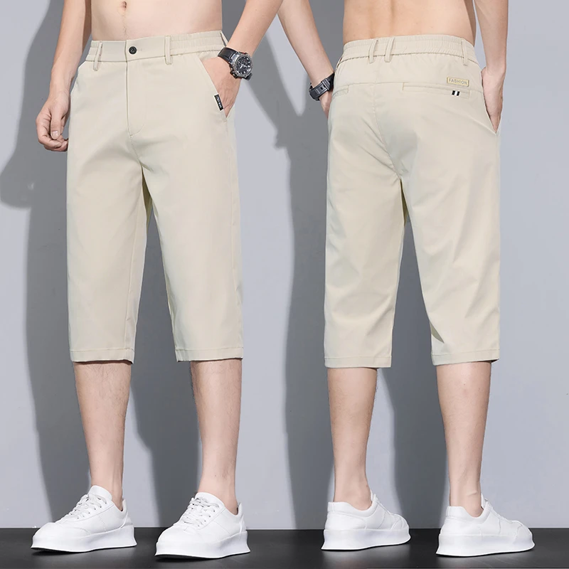 2025男士夏季薄款七分裤休闲裤冰丝裤男宽松百搭时尚速干男款裤子