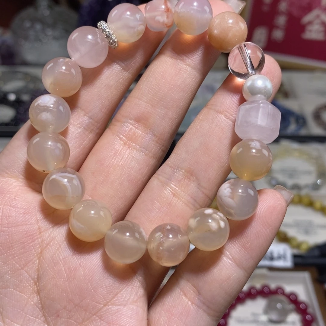 水晶手串未镶嵌樱花玛瑙