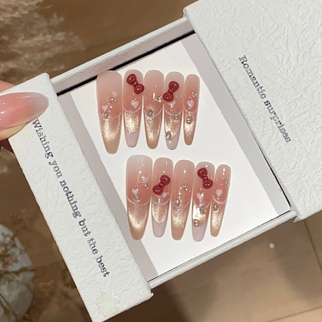 【爱意泡泡】–手工穿戴甲黑色猫眼