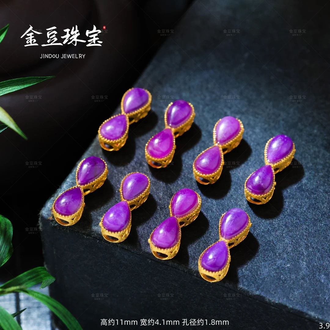 【金豆珠宝】18K金镶南非舒俱来蝴蝶结隔珠中穿背云（多样性发一）V