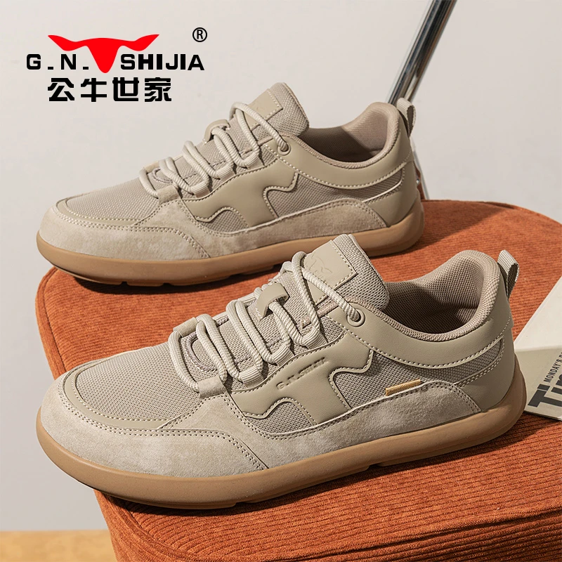 公牛世家男鞋夏季户外复古运动潮鞋软底耐磨透气百搭休闲板鞋男士