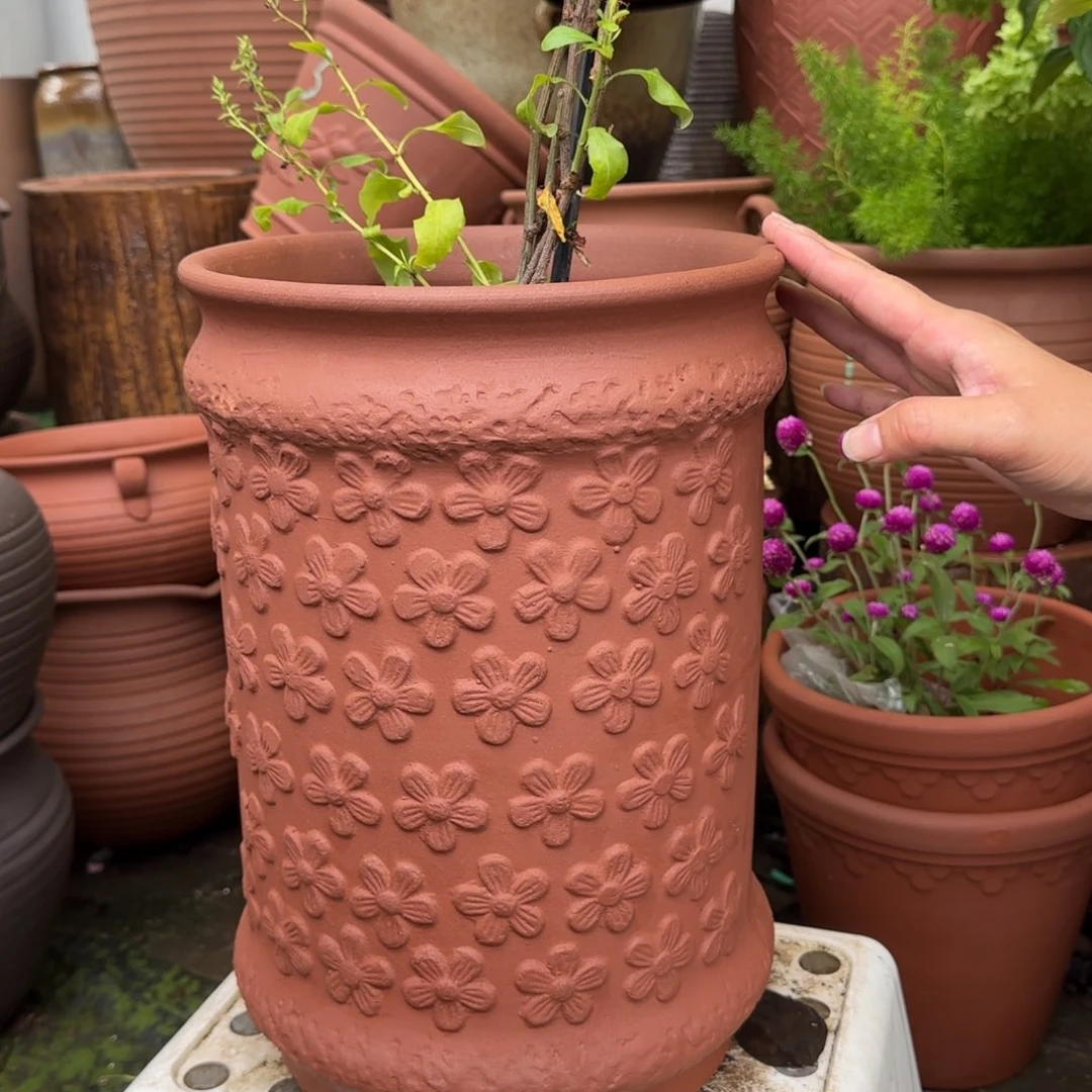 紫砂花盆口25高36宜兴紫砂