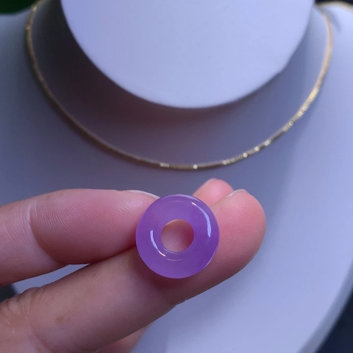 薏***晚缅甸翡翠冰紫甜甜圈