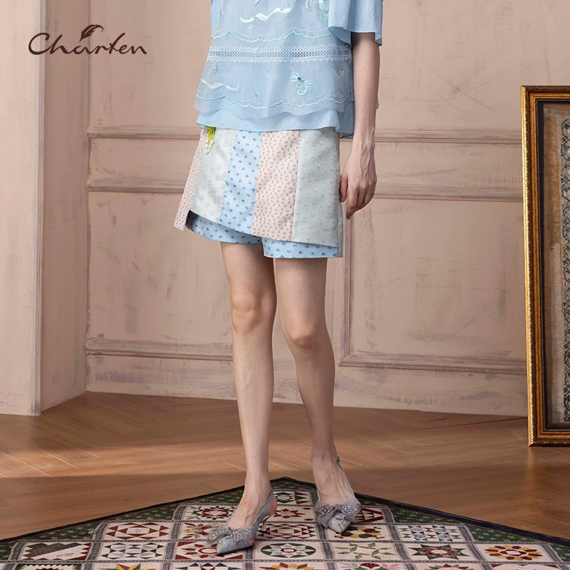 【媛媛专享】朝峰时尚碎花休闲百搭宽松裤裙女士CFD1C361-3111D