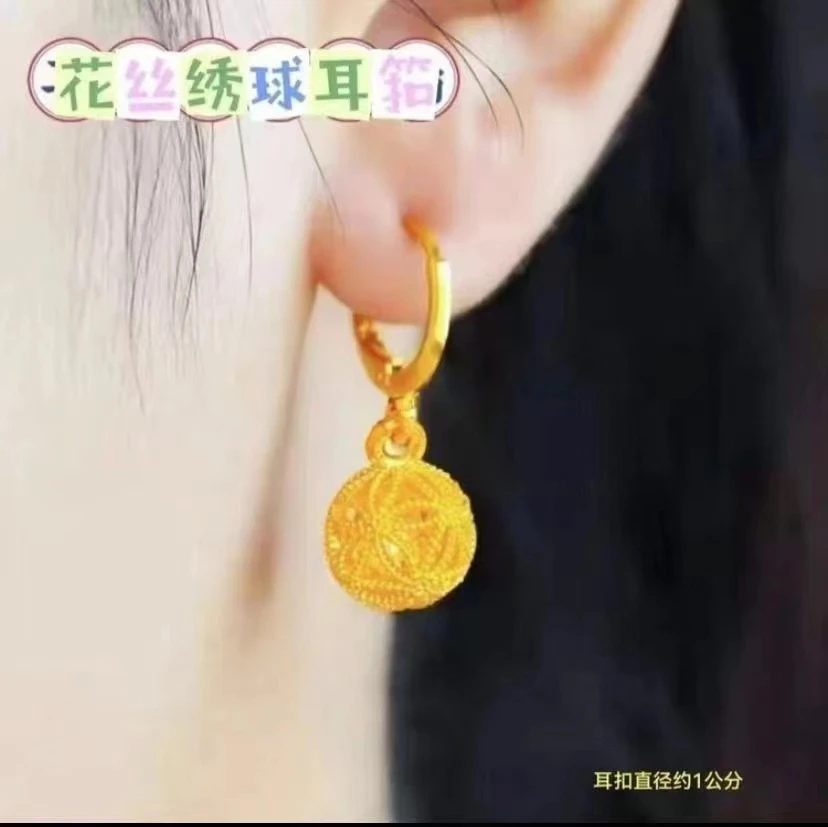铜合金耳饰  新款精美时尚【花丝绣球耳扣】女款气质经典简约百搭