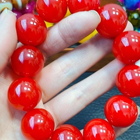 玛瑙/玉髓手链未镶嵌鸽血红20