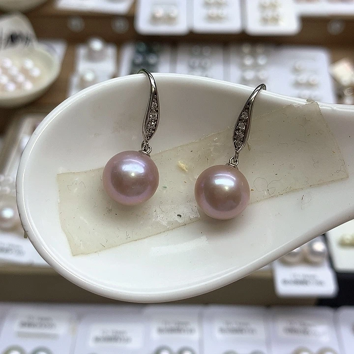 耳饰银S925镶嵌海水珍珠