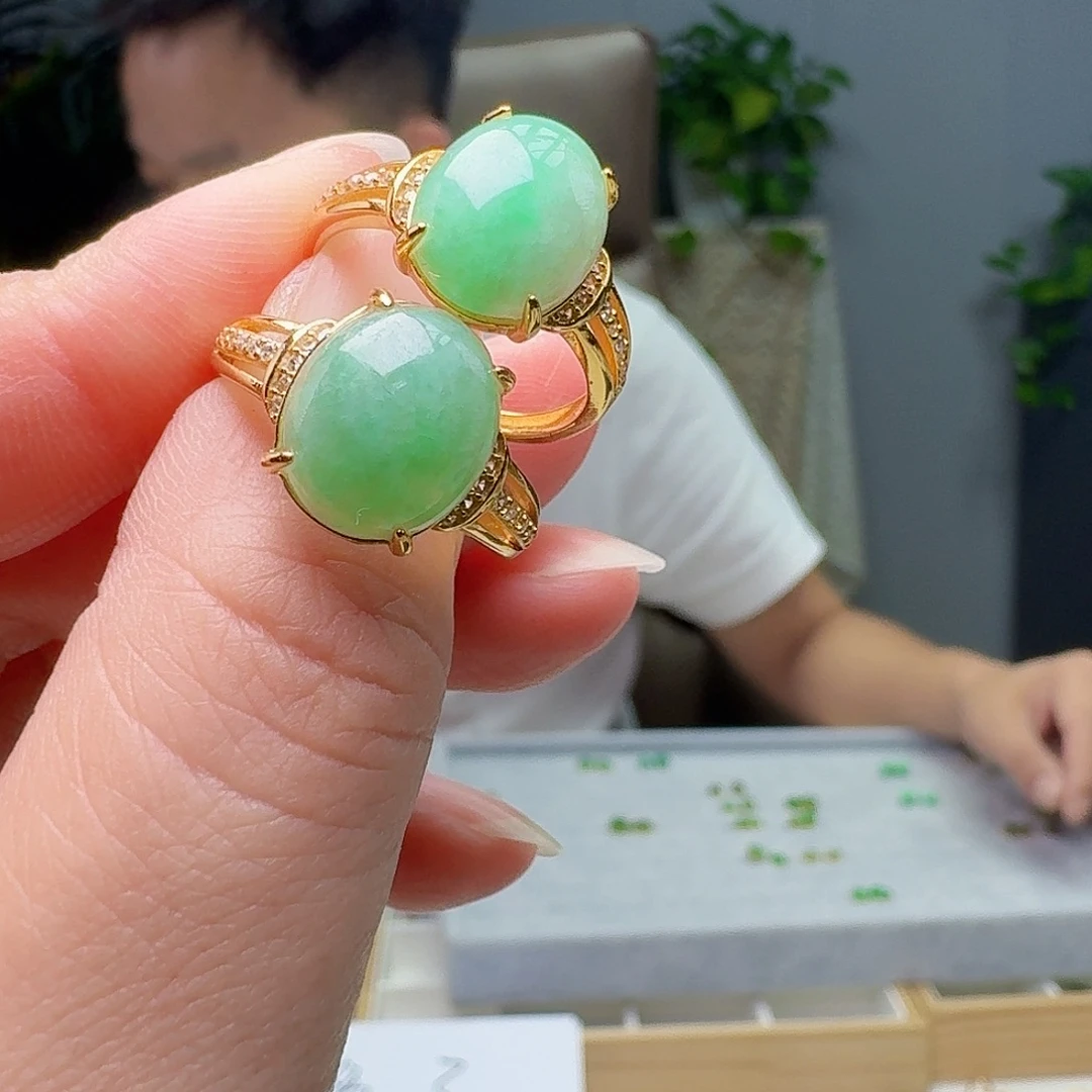 翡翠银S925镶嵌戒指多样性发货其一