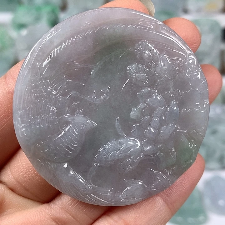 翡翠未镶嵌颈饰凤穿牡丹福利