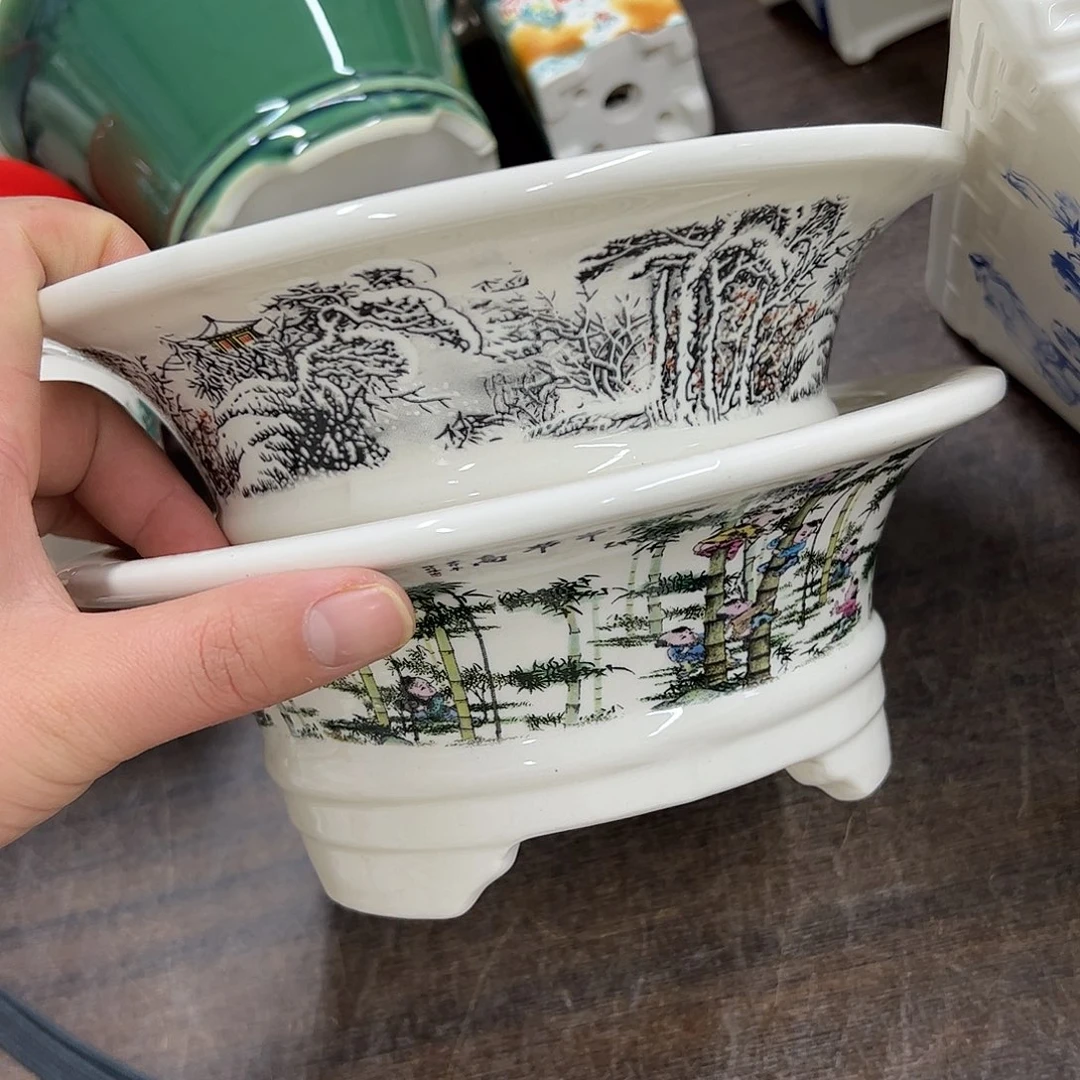 紫砂花盆363号瑕疵2个20/7.5c m m