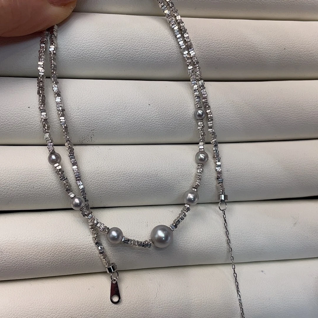 海水珍珠银S925镶嵌项链