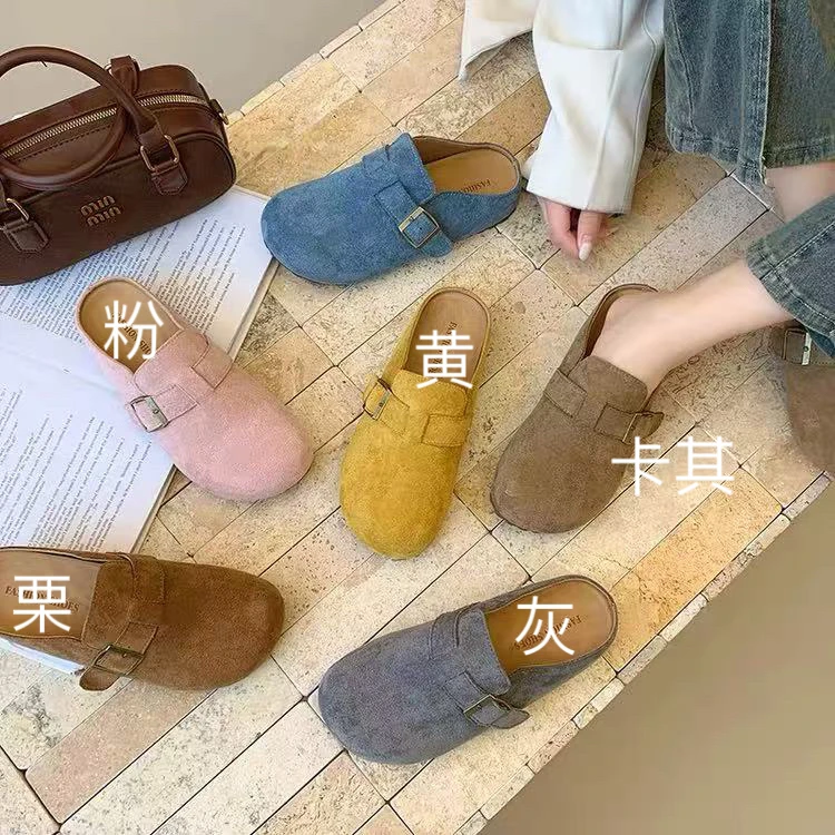 699-1 复古包头半拖鞋女春夏新款外穿一脚蹬舒适懒人百搭勃肯鞋