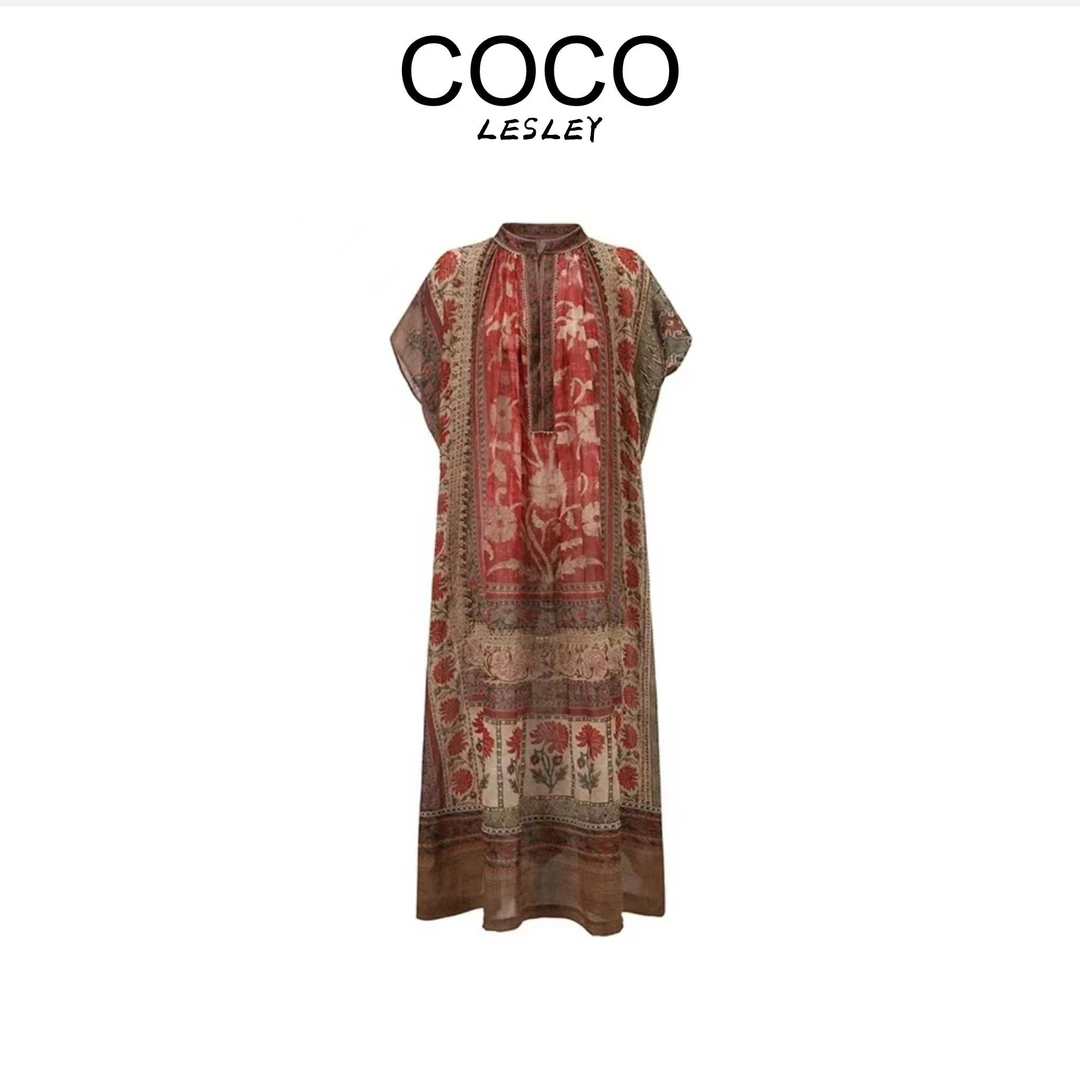 {COCO LESELY}范冰冰同款夏季新款连衣裙短袖提花女中长裙