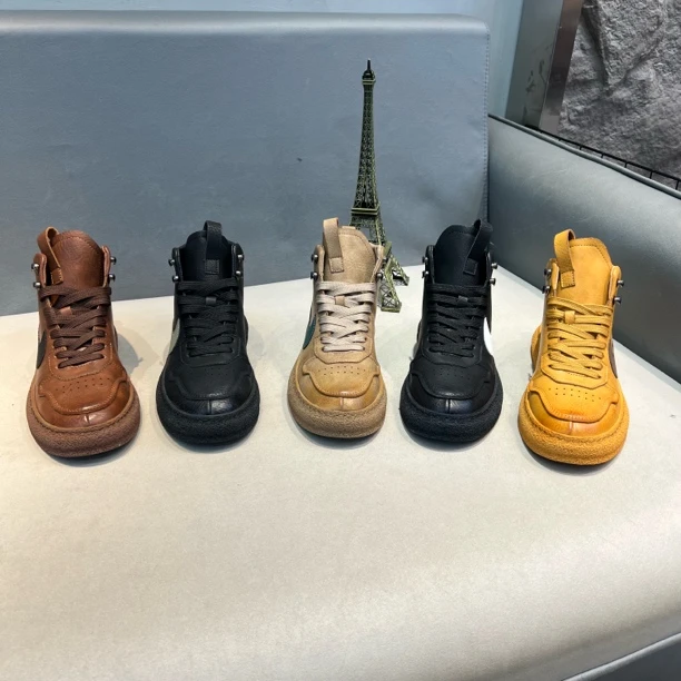 2-522秋冬新款高帮皮面拼接单棉同款时尚男款舒适百搭休闲潮鞋