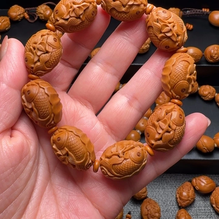 橄榄核手串/手链荷叶鱼