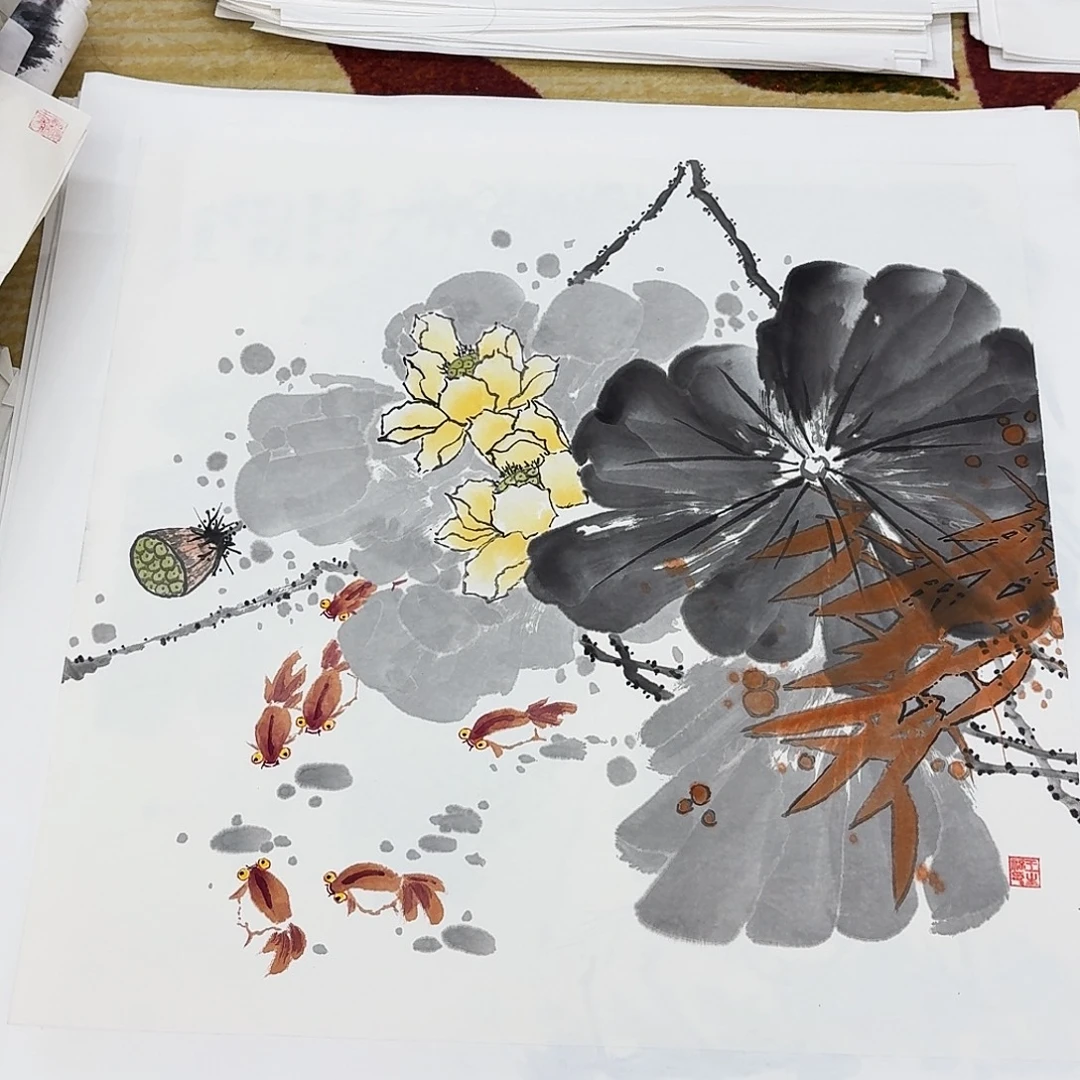 国画四尺斗方手绘作品