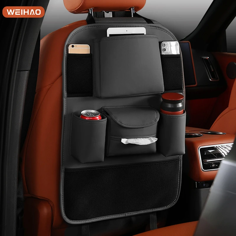 爱马橙汽车用座椅后背收纳袋挂袋耐磨儿童物品车载储物置物抽纸袋