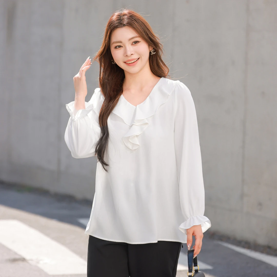 【法式甜美氛围感】MsShe大码女装2025款秋装小众衬衫上衣E2401020