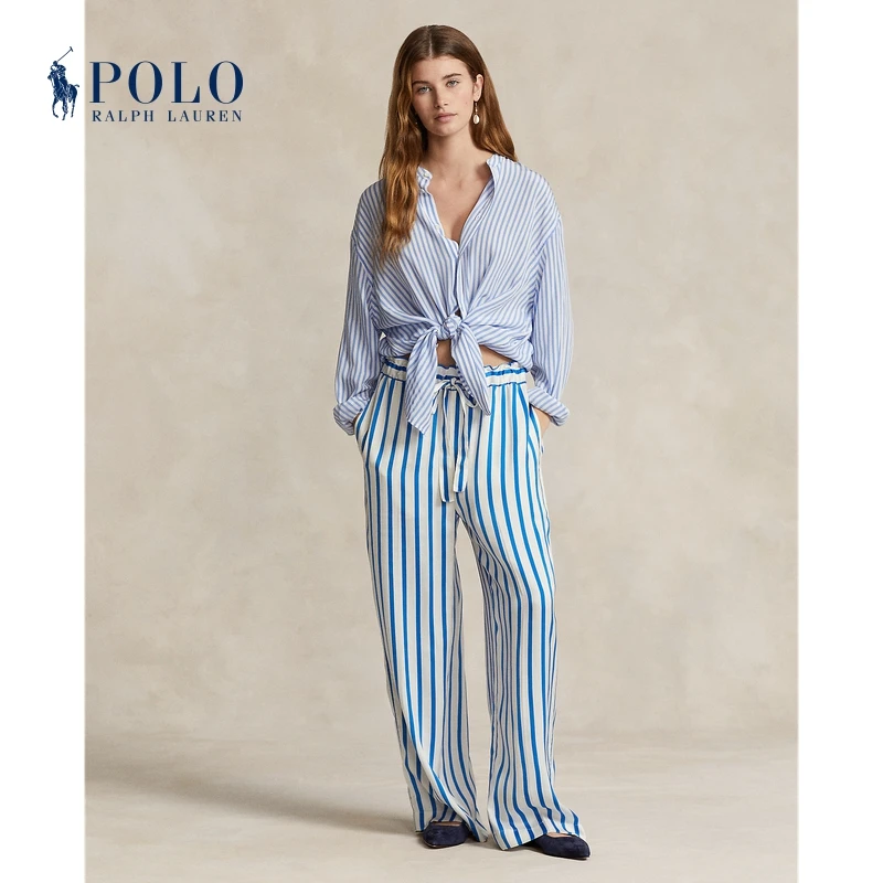 Ralph Lauren/拉夫劳伦女装 经典款条纹桑蚕丝阔腿裤RL25329