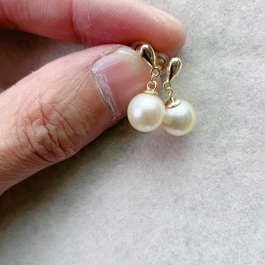 海水珍珠耳饰银S925镶嵌