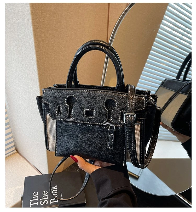 时尚百搭2025新款网红同款拼接手提凯莉包夏季新款休闲包 B565