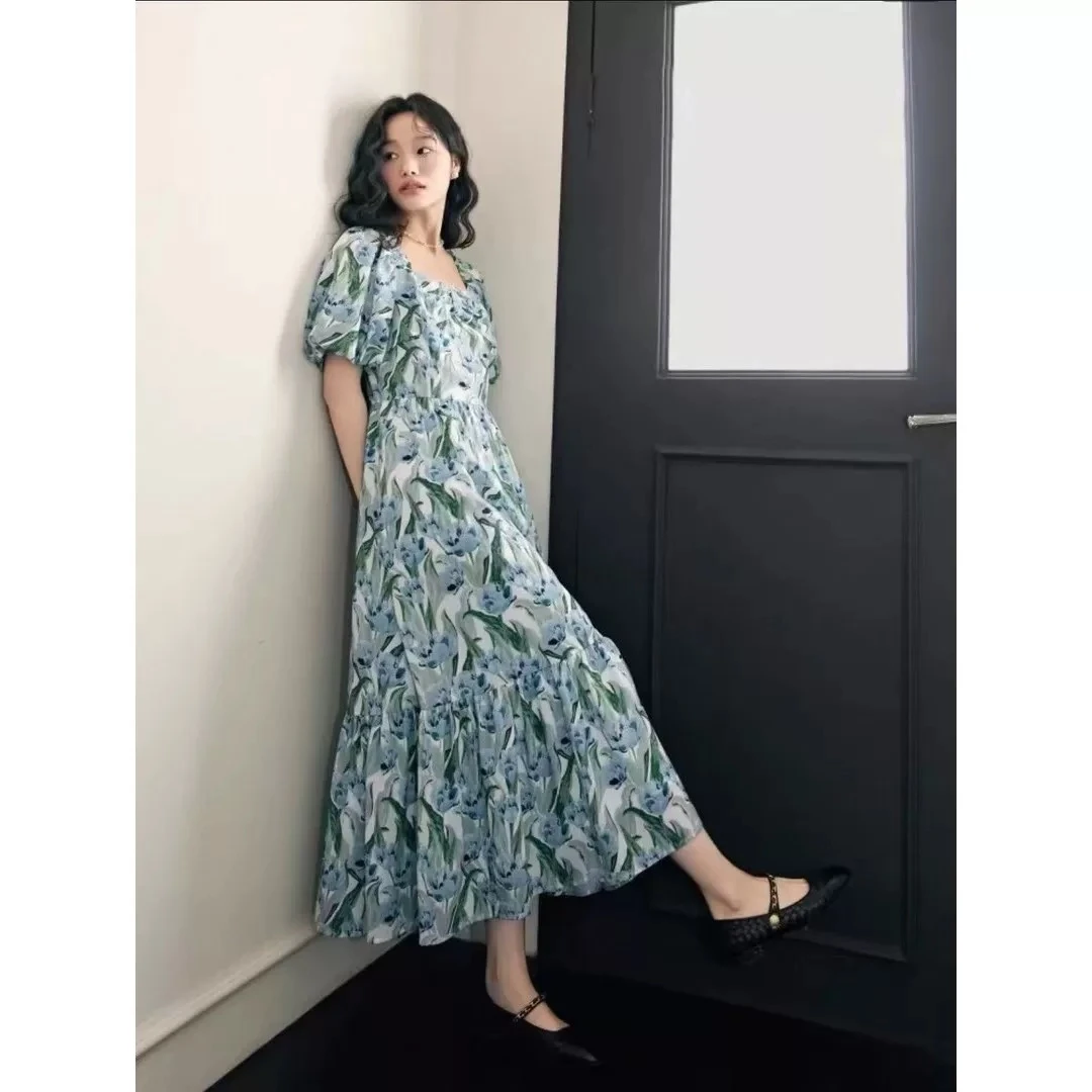 2520法式油画碎花连衣裙女2025夏季新款穿搭裙子夏