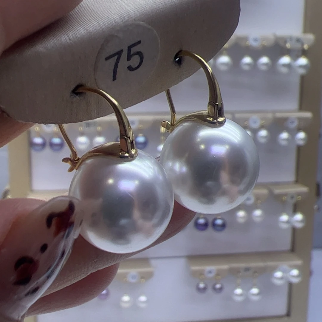 淡水珍珠耳饰18K金镶嵌