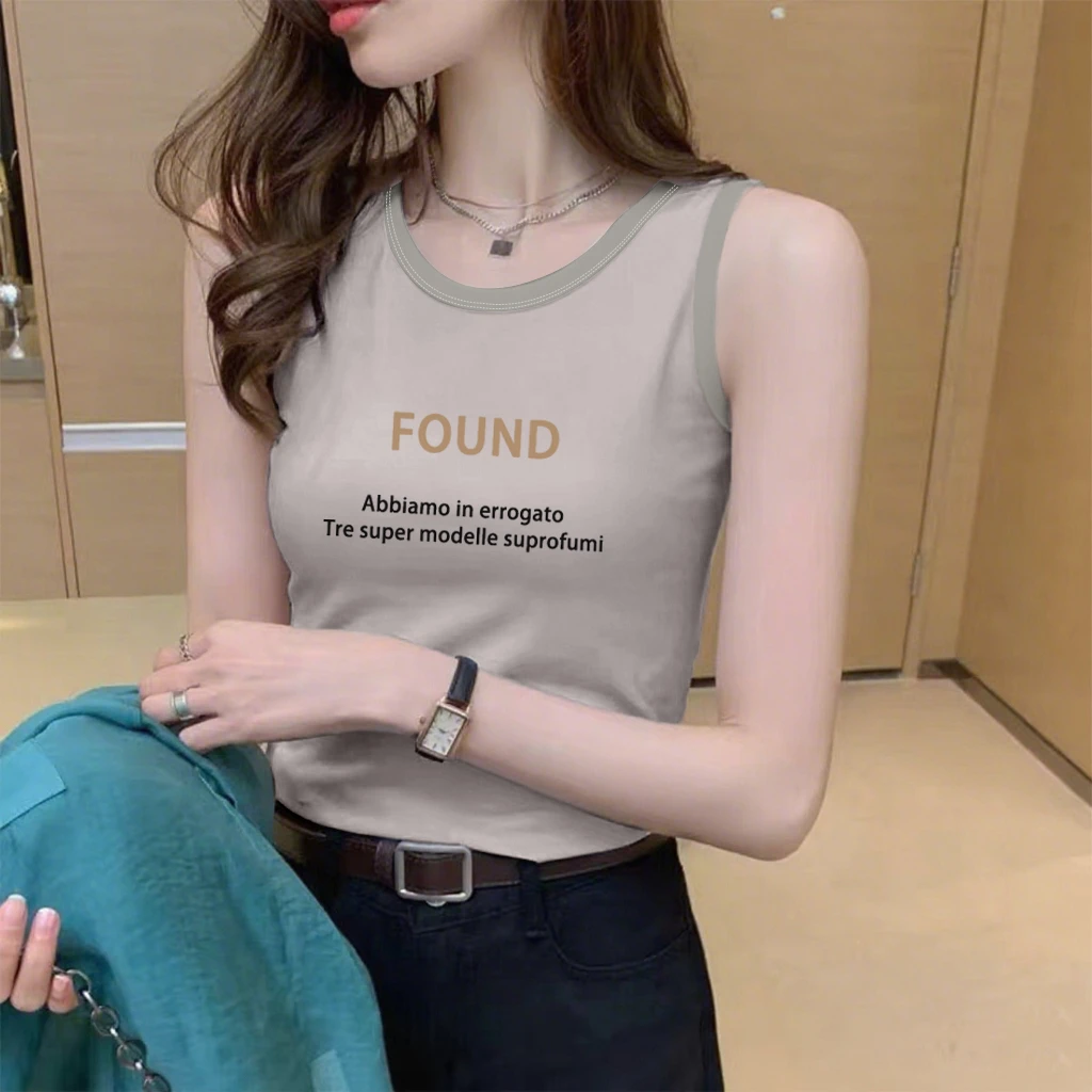 100%纯棉印花背心吊带女士休闲百搭款式夏季新款韩系无袖体恤单品