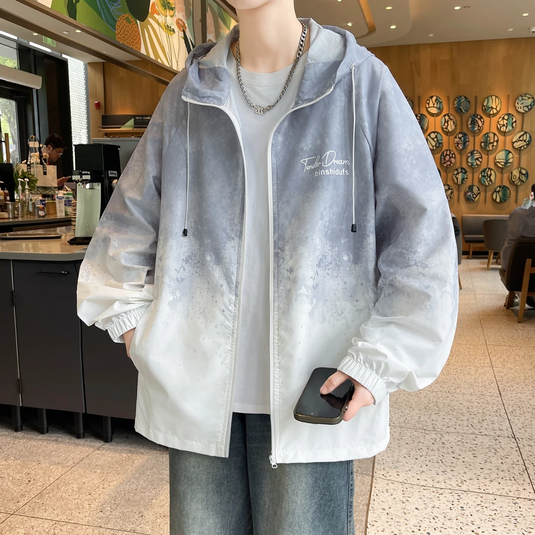 防晒服男款夏季痞帅高级防紫外线外套薄款夹克青年渐变冰丝防晒衣