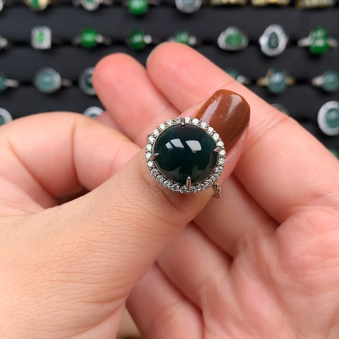 翡翠银S925镶嵌戒指