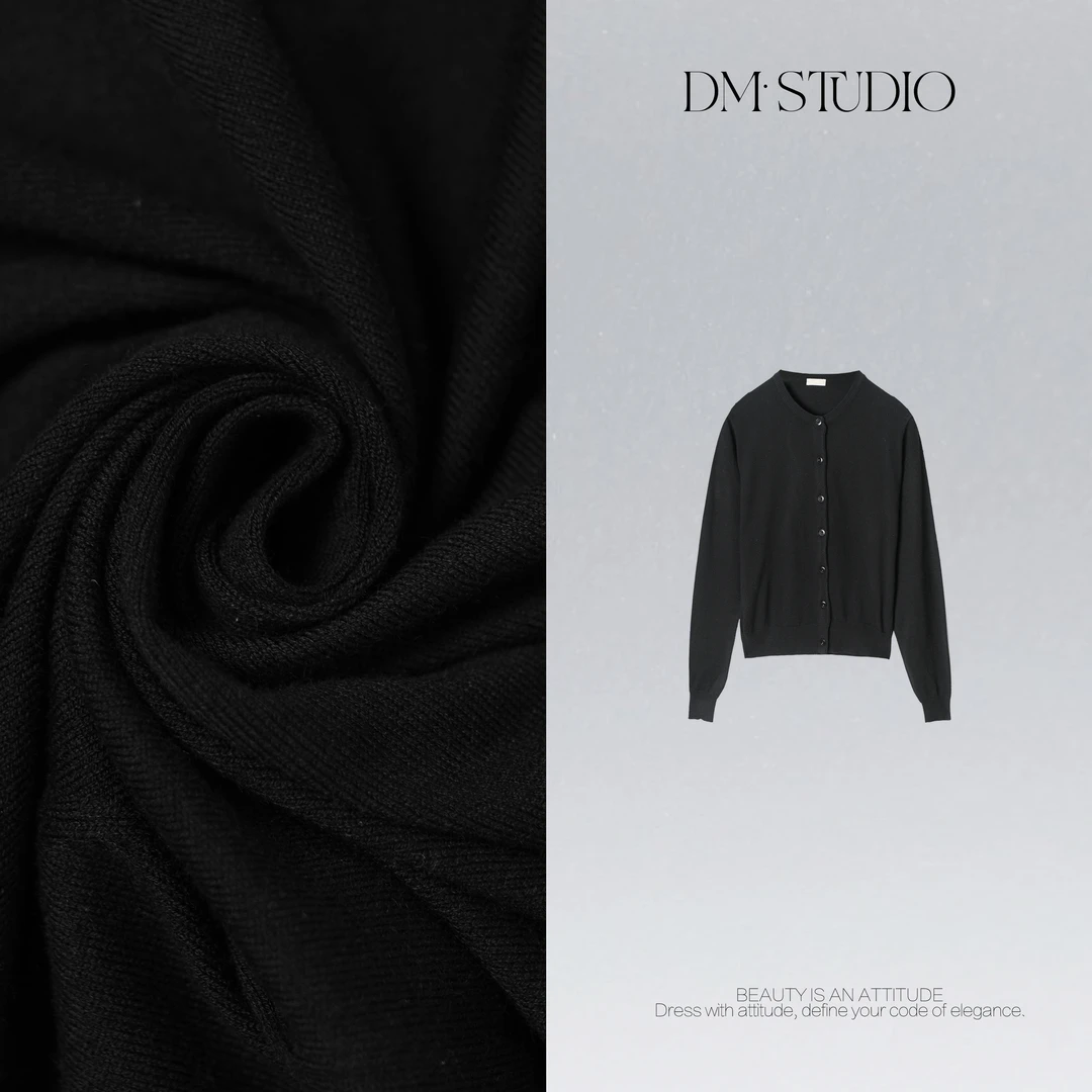 DEDM•STUDIO/气质小众百搭圆领针织排扣慵懒开衫2508ZZS/JF1427