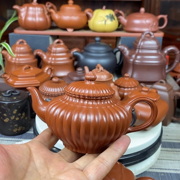 茶壶紫砂筋纹笑樱200cc原矿赵庄朱泥特价