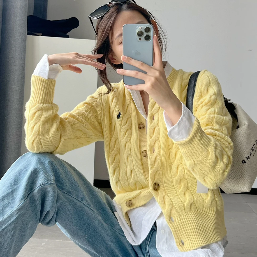 ManLing-小马刺绣毛衣针织开衫外套