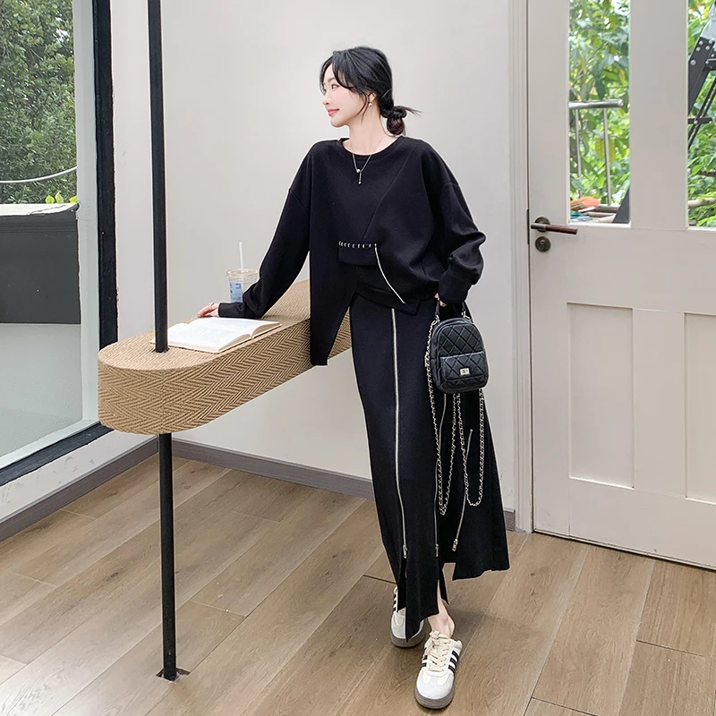 今年流行女装高级感炸街小个子卫衣半身裙两件套2025新款休闲套装