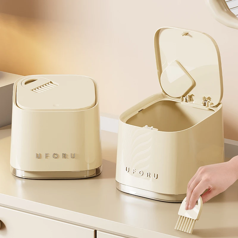 橱明星桌面笔刷垃圾桶家用简约带盖按压式梳妆台床头便携客厅纸篓