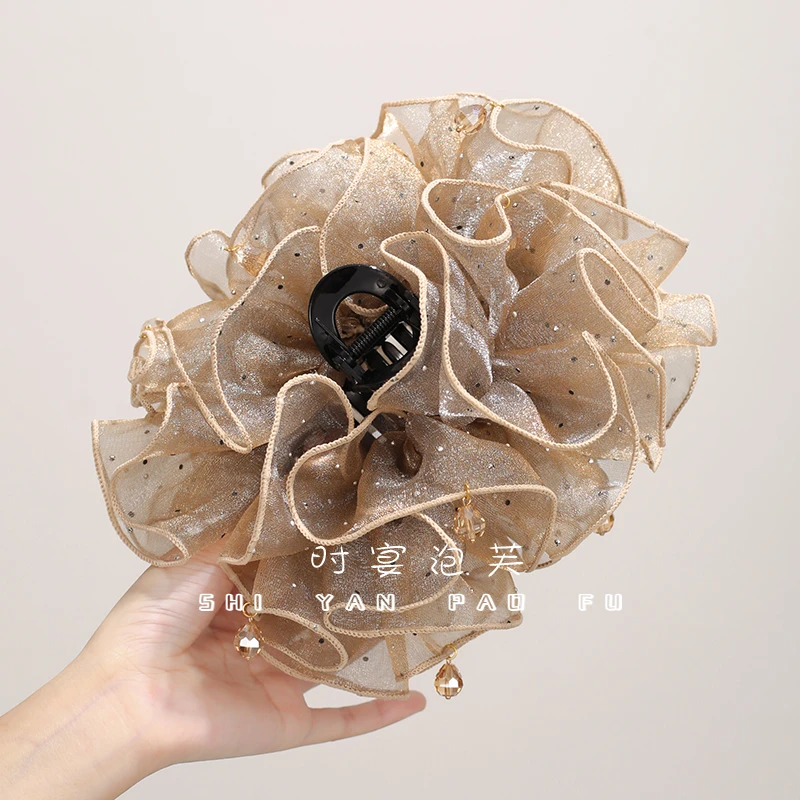 【泡泡云朵】抓夹褶皱木耳边满天星发饰原创设计显发量泡泡纱鲨鱼夹