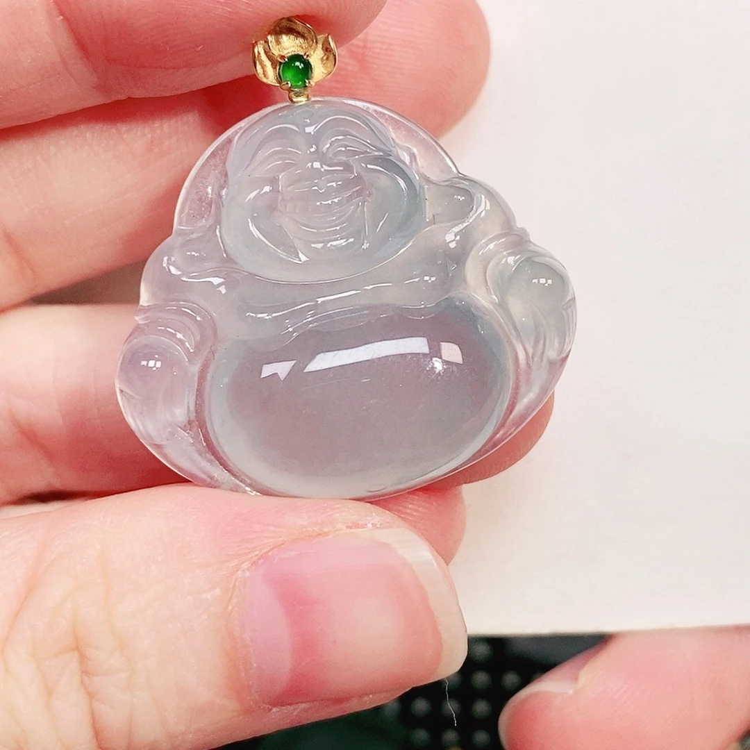 隔***陈颈饰18K金镶嵌翡翠