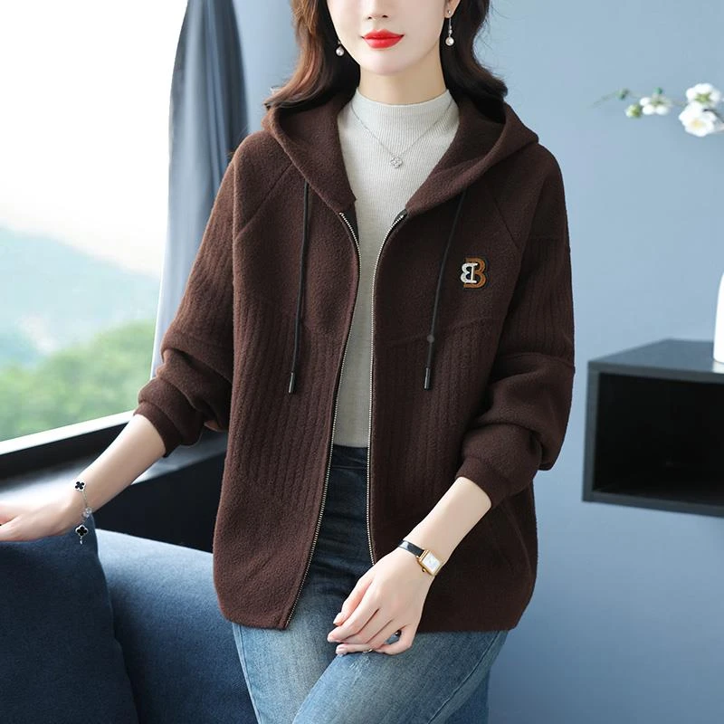 女士连帽外套秋季2025新款秋冬今年流行漂亮中年妈妈开衫上衣秋冬